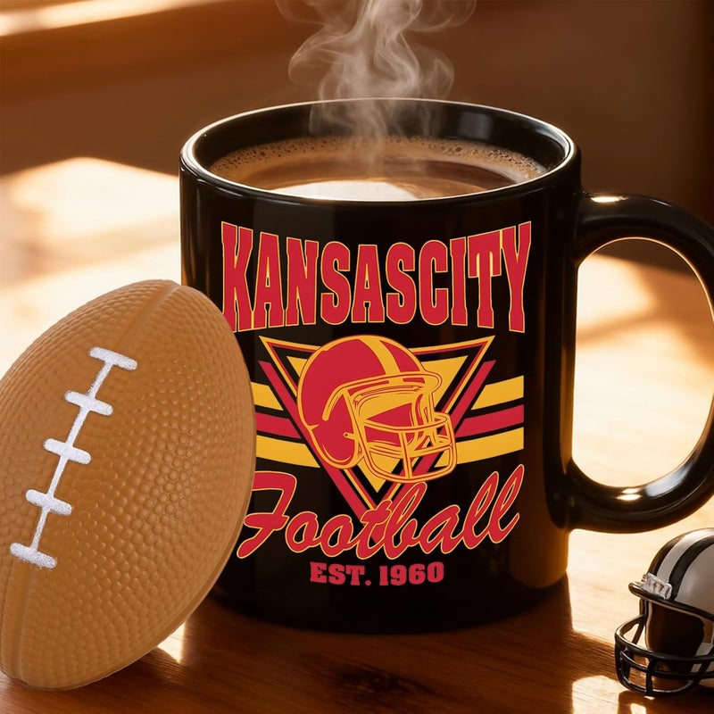 Kiraddle Football Fan Ceramic Coffee Mug Football Themed Men Guy Male Happy Birthday Gifts Ideal Best Friend Close Friendship Big Small Brother Long Distance Cool Stuff Unique Christmas Xmas Present - Image 1